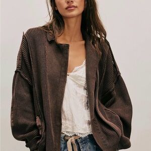 We The Free Must-Have Moto Cardi Oversized Knit Cardigan Size Medium